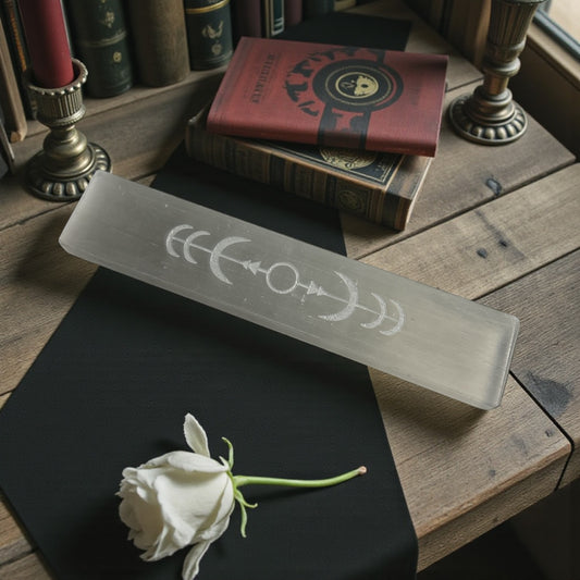 Selenite Strip with 7 Phases of the Moon