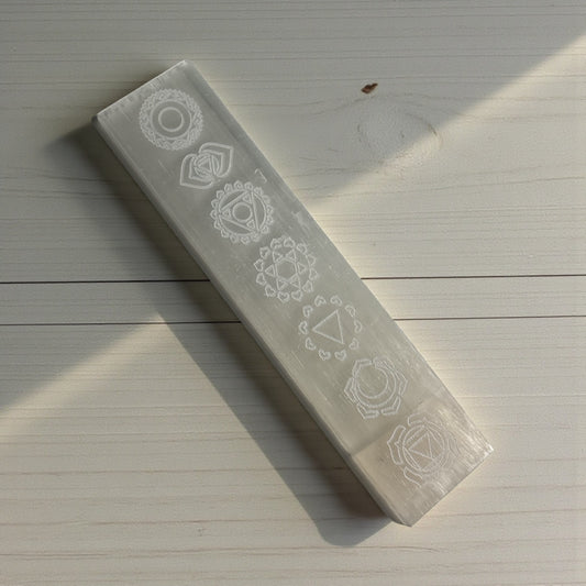 Selenite Strips with 7 Chakra Symbols