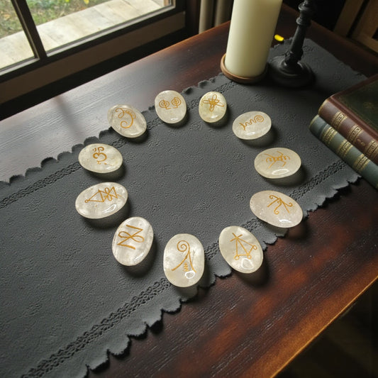 Karuna Symbol Stones – Clear Quartz (Engraved)