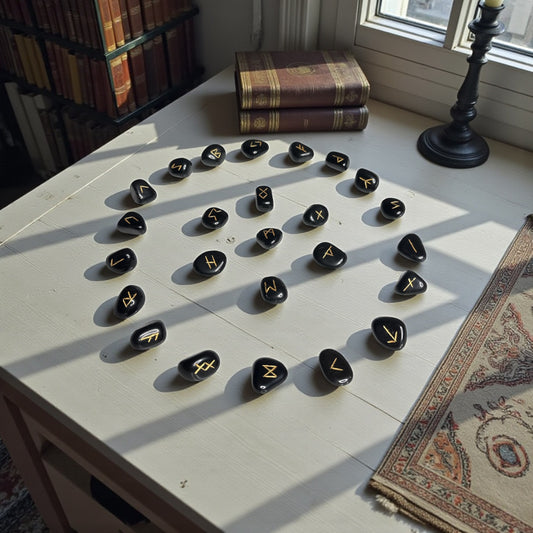 Rune Symbol Stones – Black Agate (Engraved)