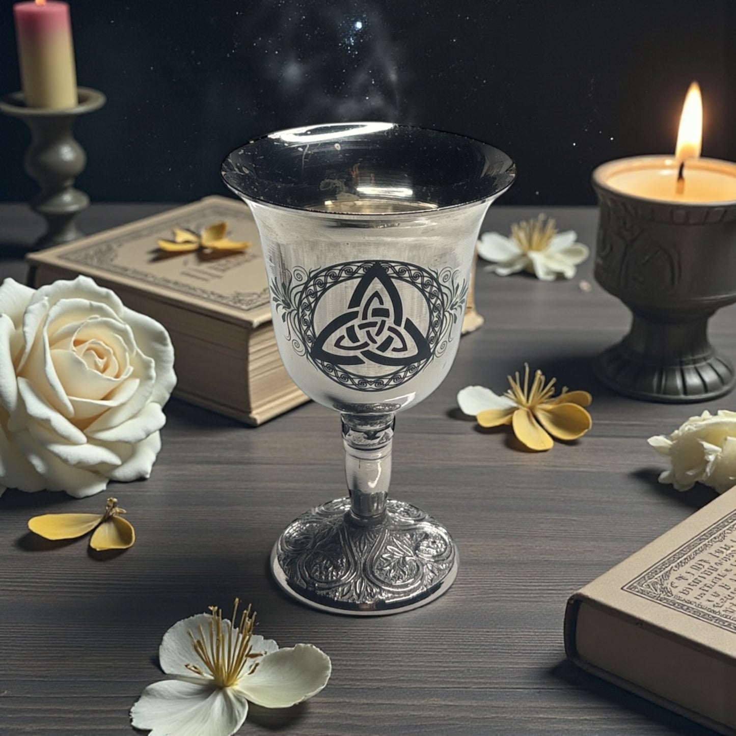 Triquetra Engraved Brass Chalice