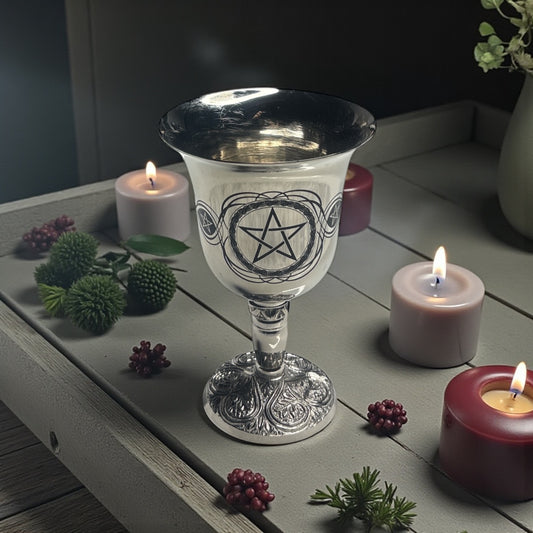 Pentacle Engraved Brass Chalice