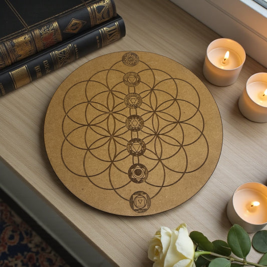 Wooden 7 Chakra Grid Board