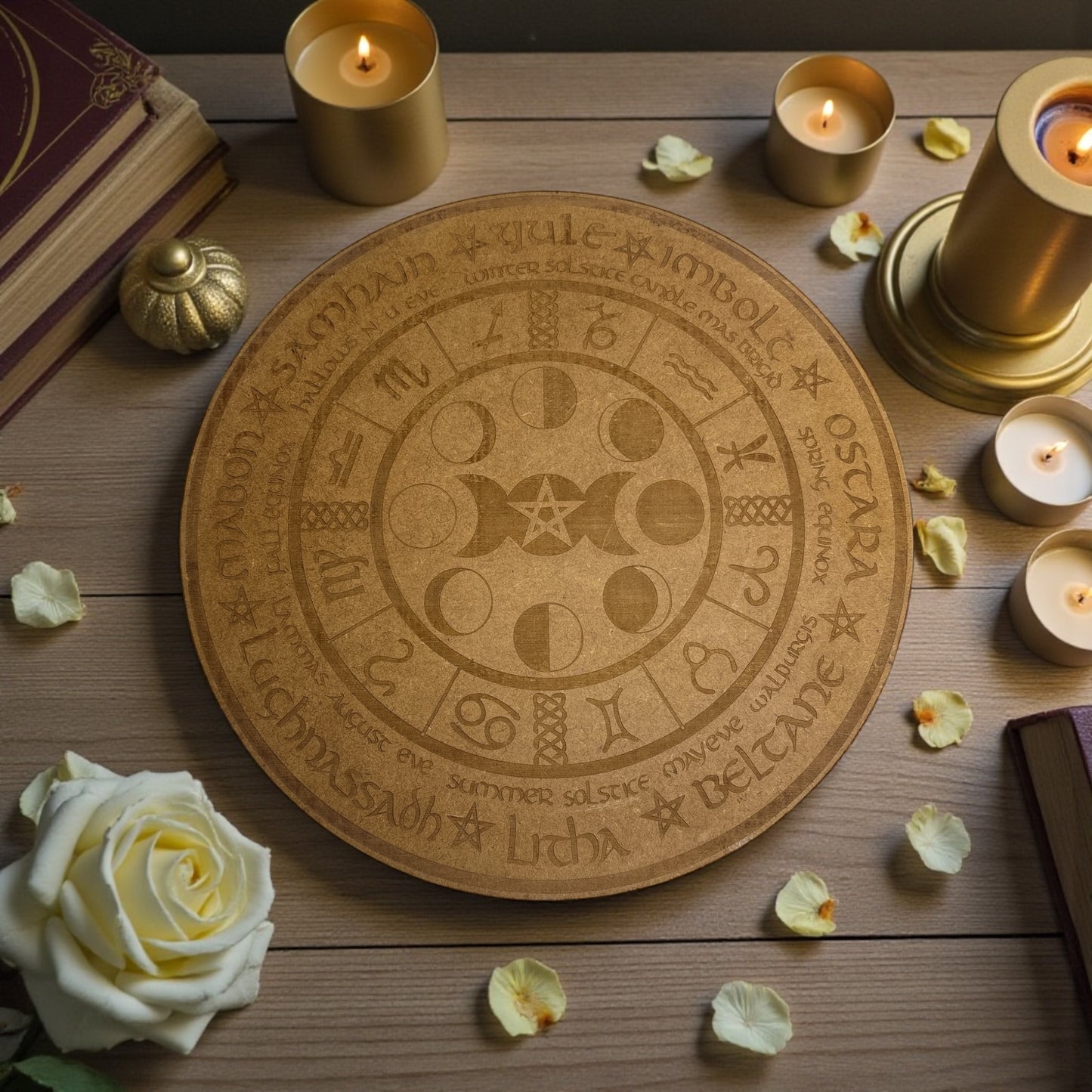 Wooden Phases of the Moon Grid Board