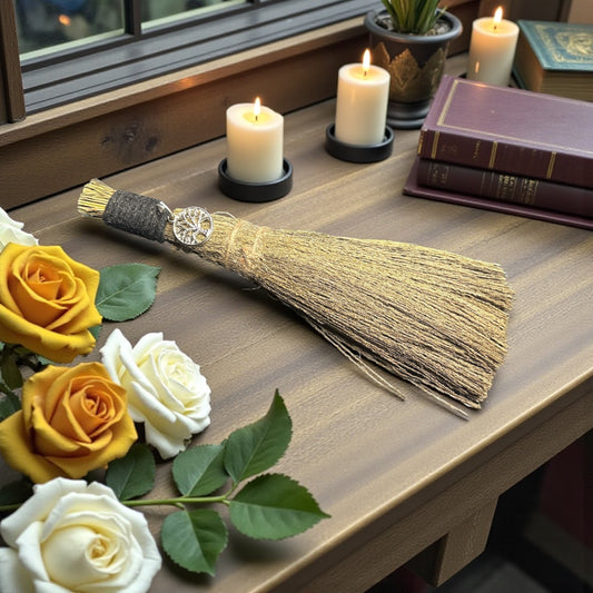 Wiccan Magic Broom with Tree of Life Charm
