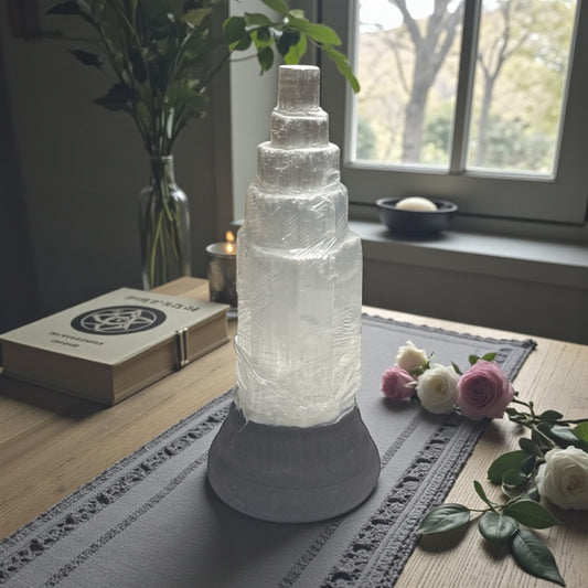 Selenite Tower Lamp
