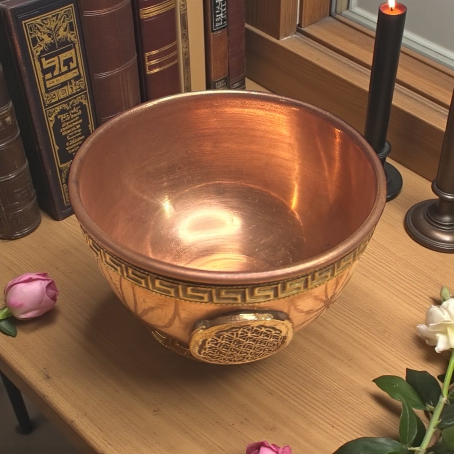 Tibetan Copper Offering Bowl – Flower of Life